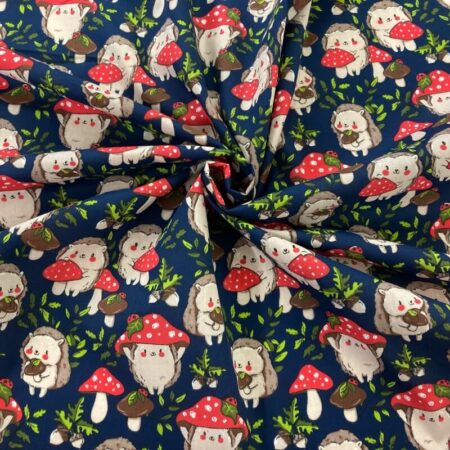 Hedgehog and Toadstool Polycotton - Image 2