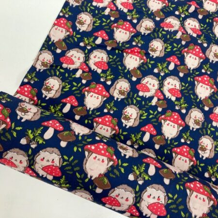 Hedgehog and Toadstool Polycotton