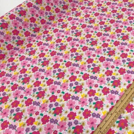 Pink Carnations on Light Pink Cotton Poplin - Image 3