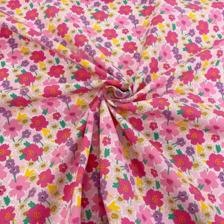 Pink Carnations on Light Pink Cotton Poplin - Image 4