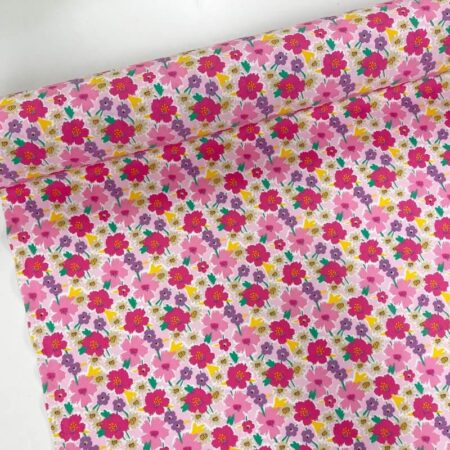 Pink Carnations on Light Pink Cotton Poplin