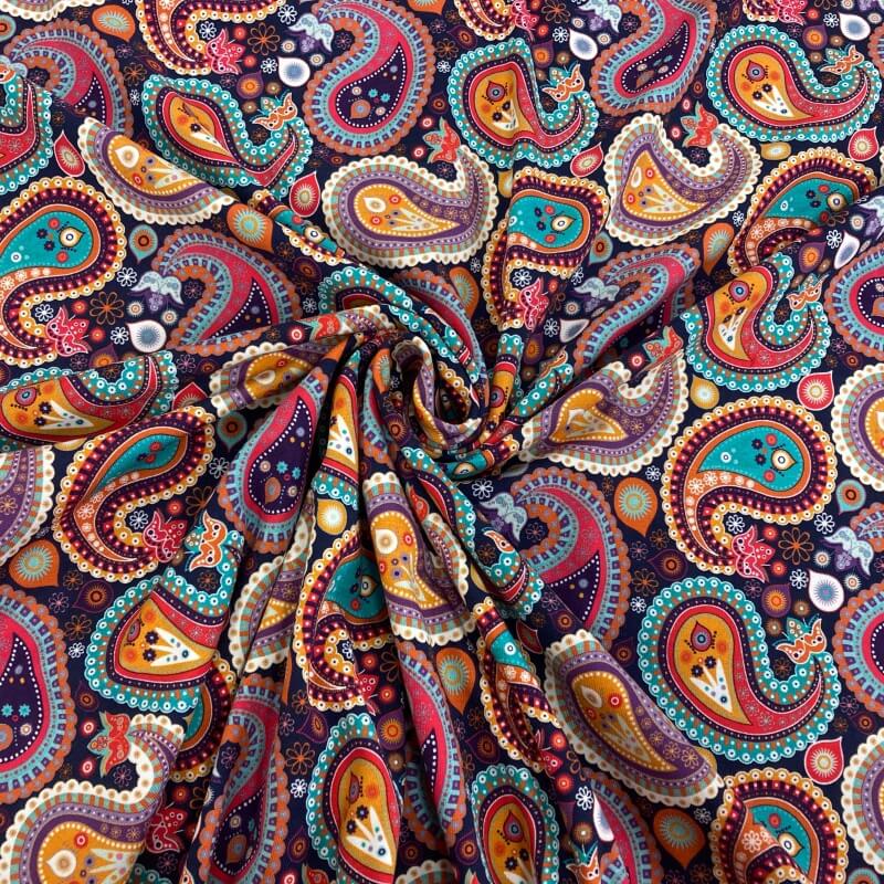 Multicoloured Bold Paisley Jersey Stretch Fabric | The Cheap Shop Tiptree