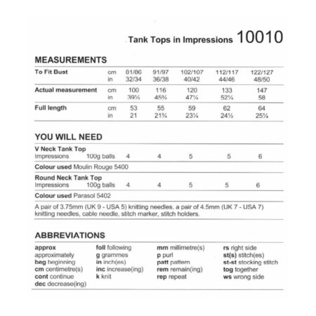 Stylecraft Tank Tops Pattern 10010 - Image 2