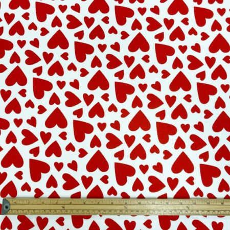 Red Hearts on White Cotton Poplin - Image 3