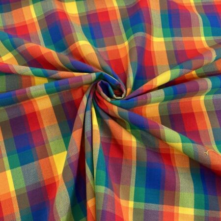 Rainbow Plaid Poly-Viscose - Image 5