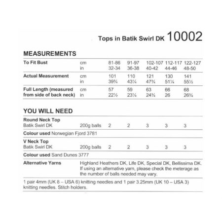 Stylecraft Tops Pattern 10002 - Image 2