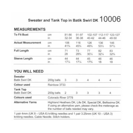 Stylecraft Sweater and Tank Top Pattern 10006 - Image 2