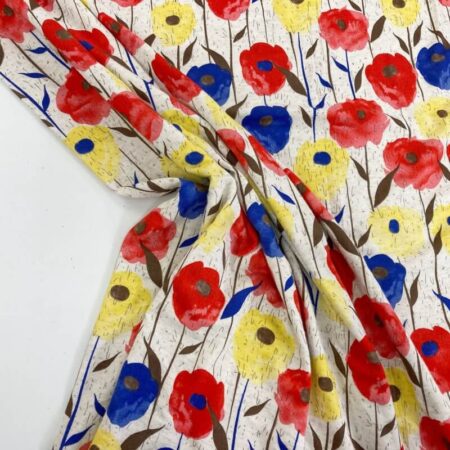 Watercolour Flowers Viscose Linen Jersey - Image 4