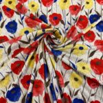 Watercolour Flowers Viscose Linen Jersey
