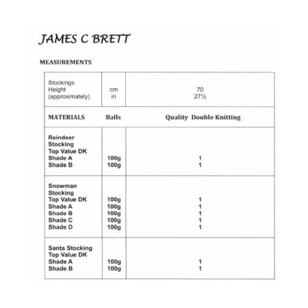 James C Brett Stockings Pattern JB811 - Image 2