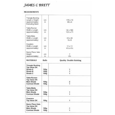 James C Brett Table Accessories Pattern JB812 - Image 2
