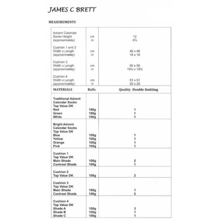 James C Brett Advent Calendar & Cushions Pattern JB815 - Image 2
