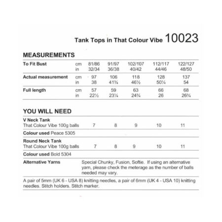 Stylecraft Tank Tops Pattern 10023 - Image 2