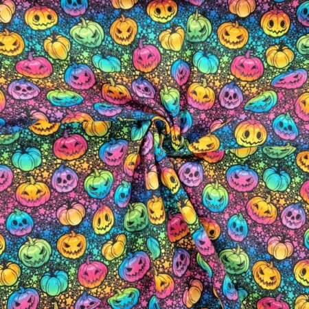 Rainbow Neon Pumpkins Cotton - Image 3