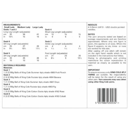King Cole Socks Pattern 5902 - Image 2