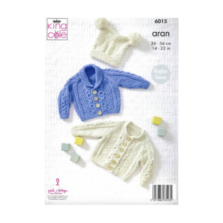 King Cole Cardigans and Hat Pattern 6015 - Image 2