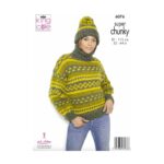 King Cole Cardigan Sweater & Hat Pattern 6076