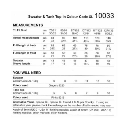 Stylecraft Sweater and Tank Top Pattern 10033 - Image 2