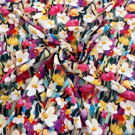 Oil Painted Flowers Viscose - Image 3