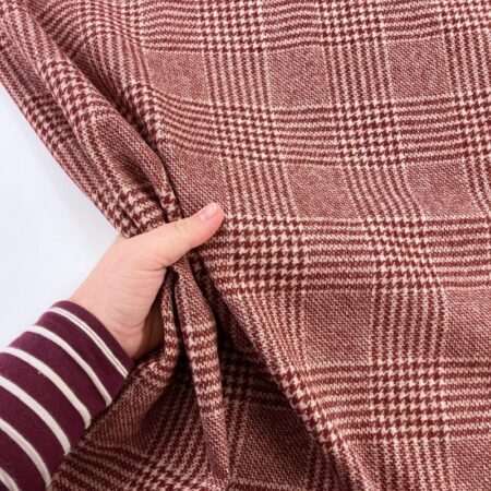 Lennox Wine Check Wool Fabric - Image 4