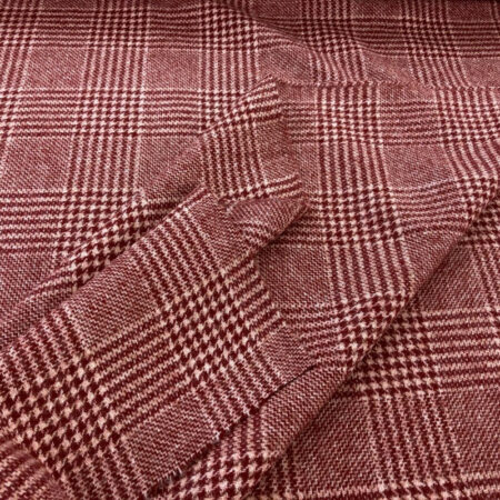 Lennox Wine Check Wool Fabric - Image 5