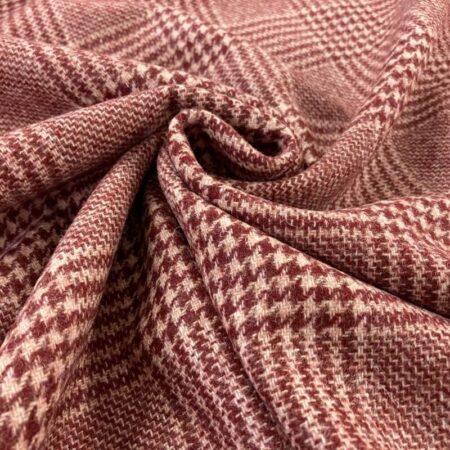 Lennox Wine Check Wool Fabric - Image 6