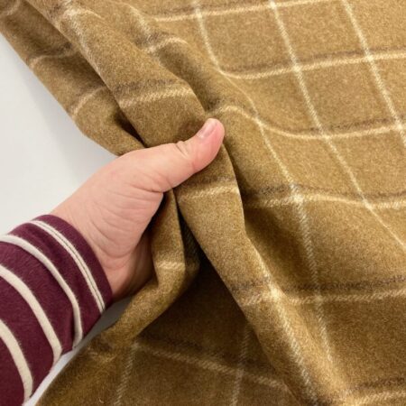 Caramel Check Wool Fabric - Image 3