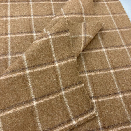 Caramel Check Wool Fabric - Image 4
