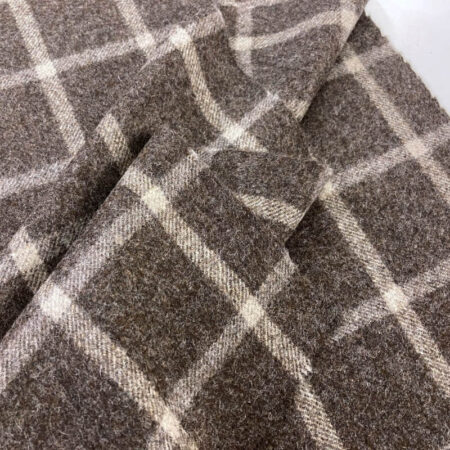Mocha Check Wool Fabric - Image 3
