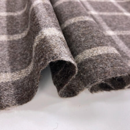 Mocha Check Wool Fabric - Image 4