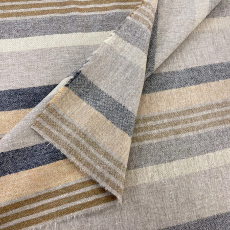 Ochre Striped Wool Fabric - Image 2