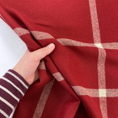 Large Red Check Wool Fabric - Image 4