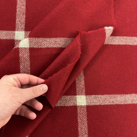 Large Red Check Wool Fabric - Image 5
