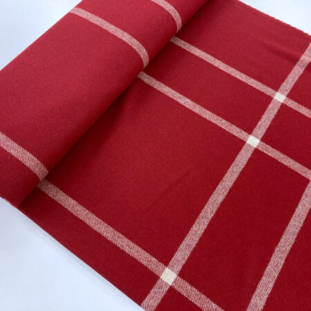 Large Red Check Wool Fabric