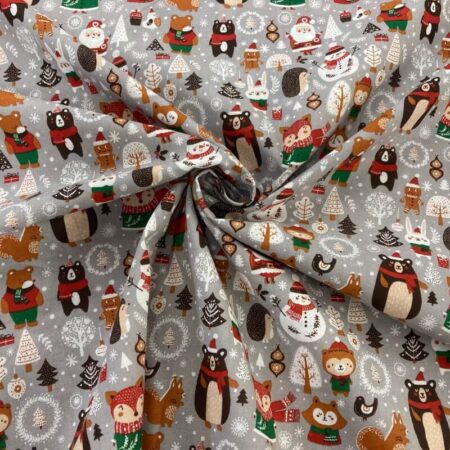 Christmas Woodland Animals Wide Cotton - Image 2