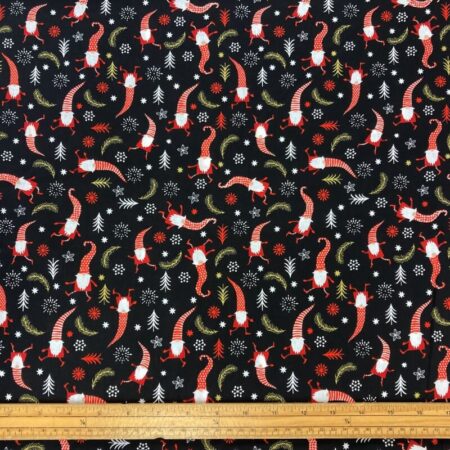 Stripy Hat Elves Christmas Wide Cotton