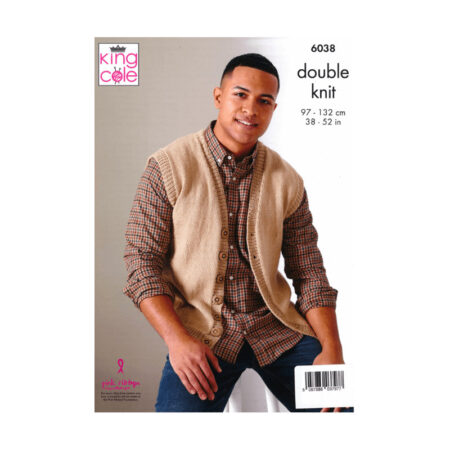 King Cole Men's Waistcoat & Sweater Vest Pattern 6038 - Image 2