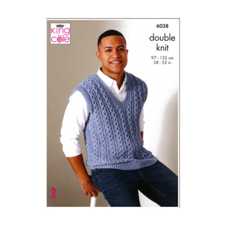 King Cole Men's Waistcoat & Sweater Vest Pattern 6038