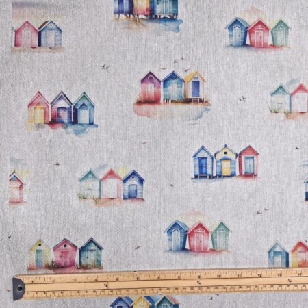 Watercolour Beach Huts Linen Look - Image 4