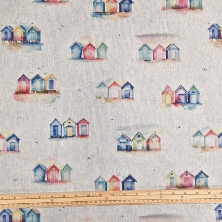 Watercolour Beach Huts Linen Look - Image 3