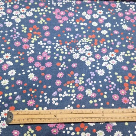Flower Scatter Multicolour Cotton Chambray - Image 2