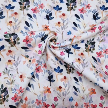 Leaf and Flower Stem Cotton Canvas - Image 2