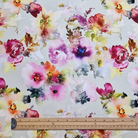 Bright Watercolour Flowers Cotton Canvas - Image 2