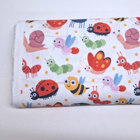 Smiling Garden Bugs Cotton