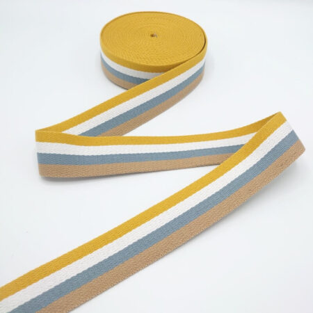 Stripe Mustard Grey 38mm Webbing