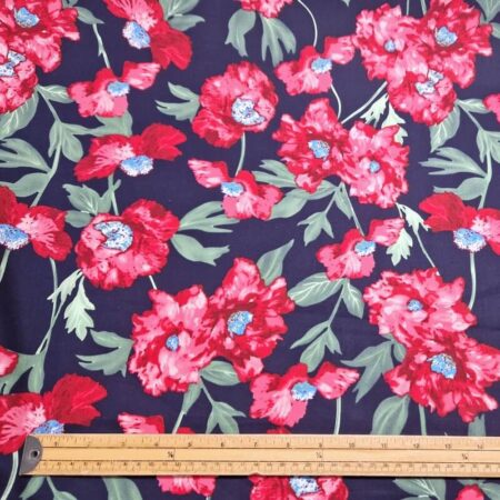 Blue Centred Peony Cotton Lawn - Image 2