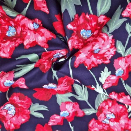 Blue Centred Peony Cotton Lawn - Image 3
