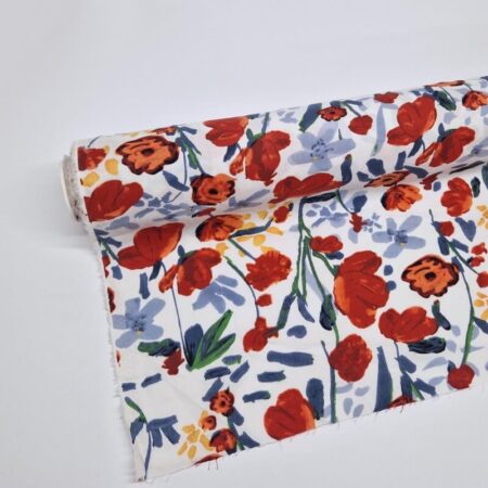 Watercolour Flowers Cotton Lawn