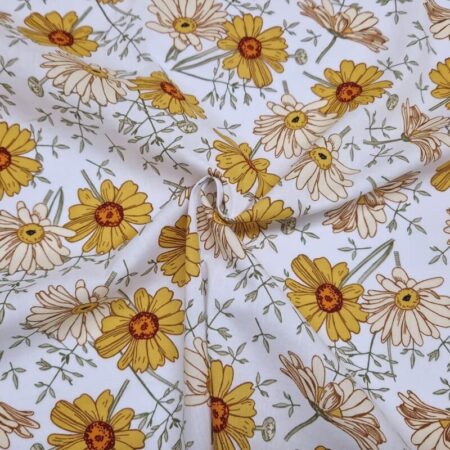 Large Retro Daisies Cotton Lawn - Image 2