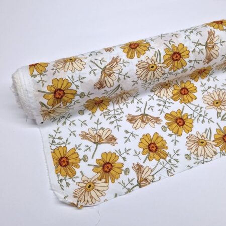 Large Retro Daisies Cotton Lawn